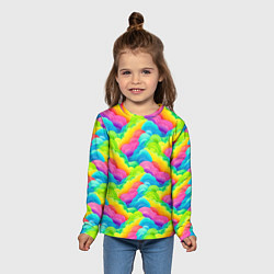 Лонгслив детский Разноцветные облака из бумаги паттерн, цвет: 3D-принт — фото 2