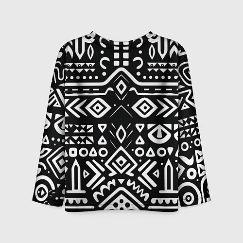 Детский лонгслив Черно-белый абстрактный паттерн / 3D-принт – фото 2