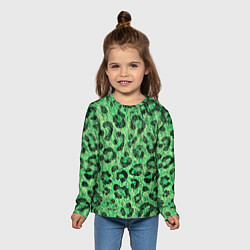 Лонгслив детский Зелёный леопард паттерн, цвет: 3D-принт — фото 2