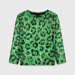 Лонгслив детский Зелёный леопард паттерн, цвет: 3D-принт