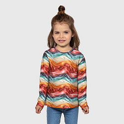 Лонгслив детский Разноцветные полосы текстура ткани, цвет: 3D-принт — фото 2