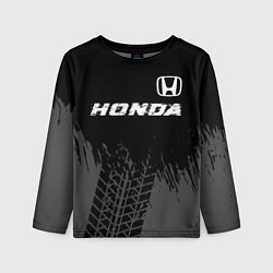 Лонгслив детский Honda speed на темном фоне со следами шин посереди, цвет: 3D-принт