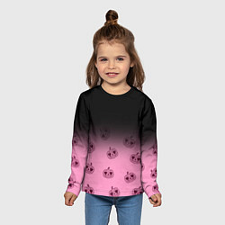 Лонгслив детский Черно-розовый градиент и хэллоуинские тыквы паттер, цвет: 3D-принт — фото 2