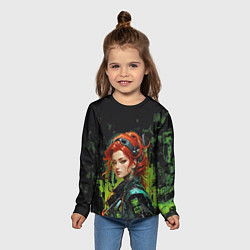 Лонгслив детский Рыжая боевая девушка, цвет: 3D-принт — фото 2