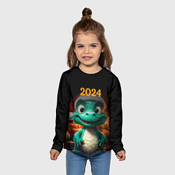 Лонгслив детский Зеленый дракон 2024, цвет: 3D-принт — фото 2