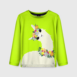 Детский лонгслив Летняя лама - альпака в венке