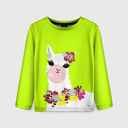Детский лонгслив Лама - альпака в венке
