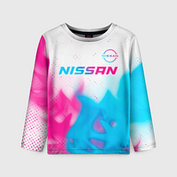 Лонгслив детский Nissan neon gradient style посередине, цвет: 3D-принт