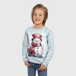 Лонгслив детский New Years cute snowman, цвет: 3D-принт — фото 2