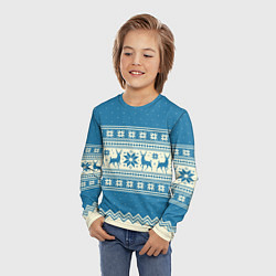 Лонгслив детский Sweater with deer on a blue background, цвет: 3D-принт — фото 2