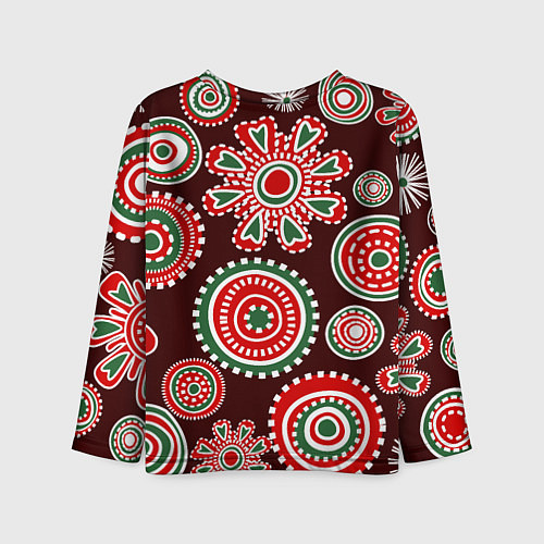 Детский лонгслив Новогодний принт красный / 3D-принт – фото 2