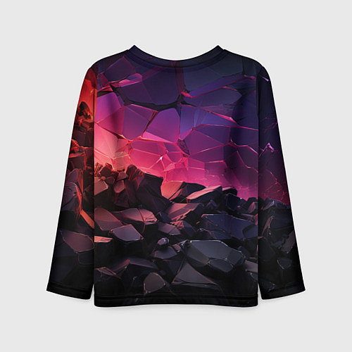 Детский лонгслив Темные фиолетовые камни текстура / 3D-принт – фото 2
