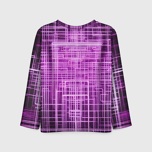 Детский лонгслив Фиолетовые неоновые полосы киберпанк / 3D-принт – фото 2