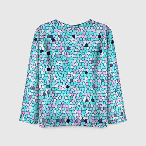 Детский лонгслив Мозаика розово-голубая / 3D-принт – фото 2