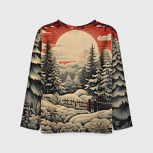 Детский лонгслив Блеск снежинок новогодний стиль / 3D-принт – фото 2