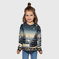 Лонгслив детский Сияние праздника новогодний орнамент, цвет: 3D-принт — фото 2
