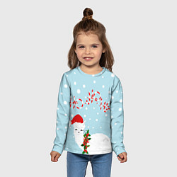 Лонгслив детский Лама в роли Санта Клауса, цвет: 3D-принт — фото 2