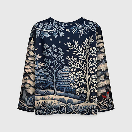 Детский лонгслив Ледяные узоры нового года / 3D-принт – фото 2