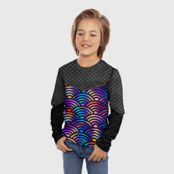 Лонгслив детский Сэйгайха - морские волны и северное сияние, цвет: 3D-принт — фото 2