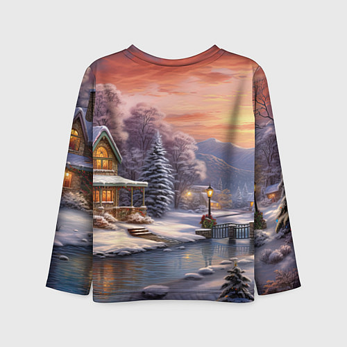Детский лонгслив Зима в городе / 3D-принт – фото 2