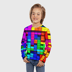Лонгслив детский Радужный кубизм, цвет: 3D-принт — фото 2