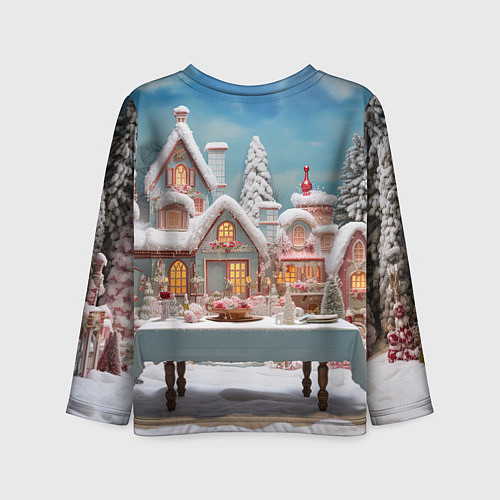 Детский лонгслив Снежный день в городе / 3D-принт – фото 2