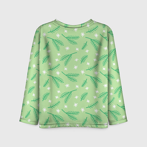 Детский лонгслив Узор с новогодней еловой ветвью / 3D-принт – фото 2