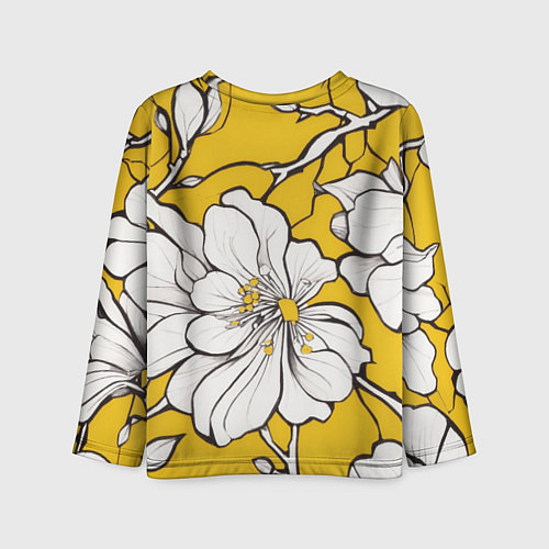 Детский лонгслив Японский паттерн цветов / 3D-принт – фото 2