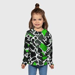 Лонгслив детский Кляксы чёрные и зелёные, цвет: 3D-принт — фото 2