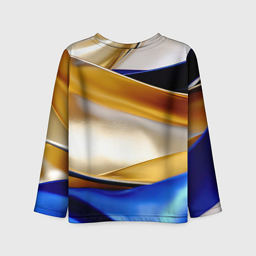 Детский лонгслив Белая желтая синяя абстракция / 3D-принт – фото 2