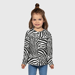 Лонгслив детский Шкура зебры черно - белая графика, цвет: 3D-принт — фото 2