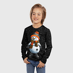 Лонгслив детский Снеговик и снежинки, цвет: 3D-принт — фото 2