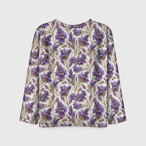 Детский лонгслив Паттерн из сухих цветов лаванды в стиле акварели / 3D-принт – фото 2