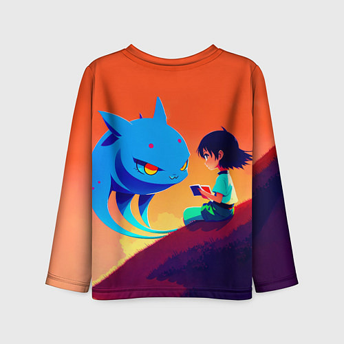 Детский лонгслив Анимэ девочка и ее друг / 3D-принт – фото 2