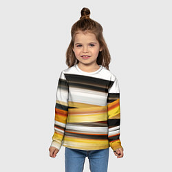 Лонгслив детский Черные белые желтые полосы, цвет: 3D-принт — фото 2