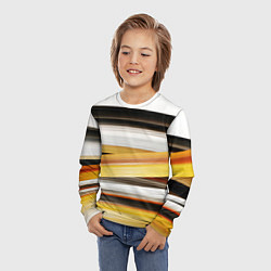 Лонгслив детский Черные белые желтые полосы, цвет: 3D-принт — фото 2