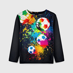 Детский лонгслив Разноцветные футбольные мячи