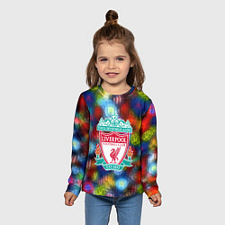 Лонгслив детский Liverpool все logo неон, цвет: 3D-принт — фото 2
