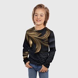 Лонгслив детский Золотые узоры в виде листьев, цвет: 3D-принт — фото 2