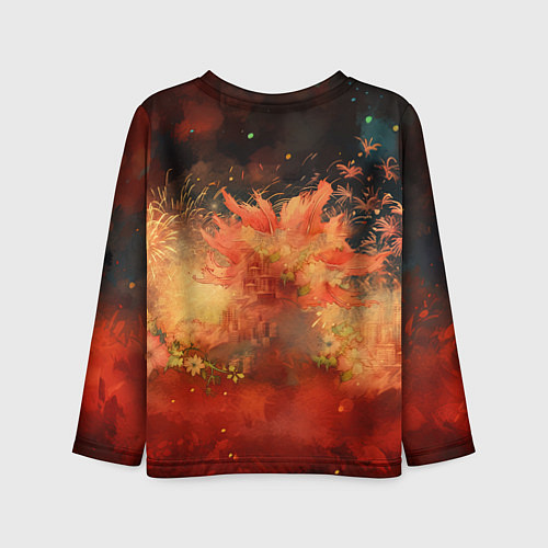 Детский лонгслив Дракон на фоне салютов / 3D-принт – фото 2