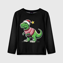 Детский лонгслив Динозавр в рождественнском свитере