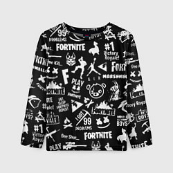 Лонгслив детский Fortnite alllogo black, цвет: 3D-принт