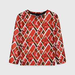 Лонгслив детский Красные треугольники, цвет: 3D-принт