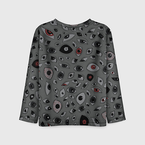 Детский лонгслив Серый цвет: глазики-косоглазики / 3D-принт – фото 2