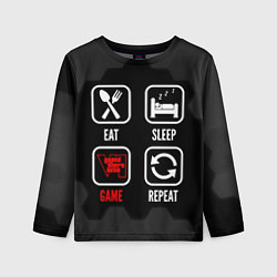 Лонгслив детский Eat, sleep, GTA6, repeat, цвет: 3D-принт
