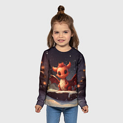 Лонгслив детский Дракон ветрокрылый огневик, цвет: 3D-принт — фото 2