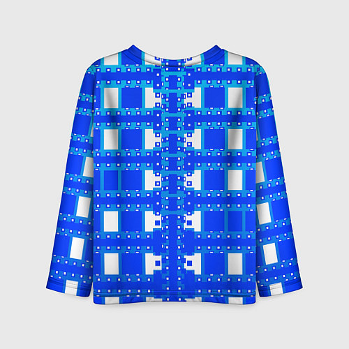 Детский лонгслив Синие и белые квадраты / 3D-принт – фото 2