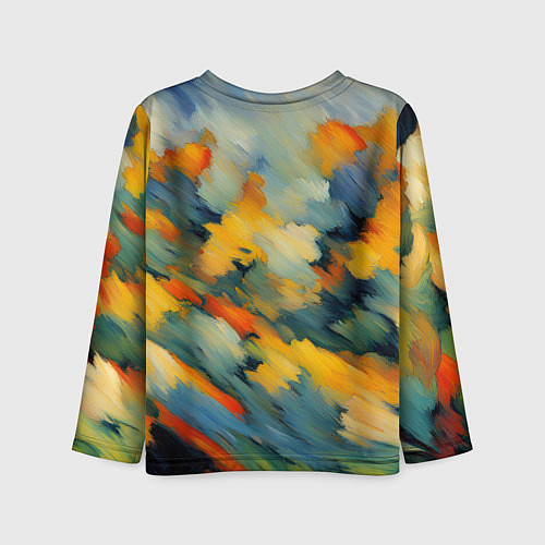 Детский лонгслив Жёлтые и синие мазки / 3D-принт – фото 2