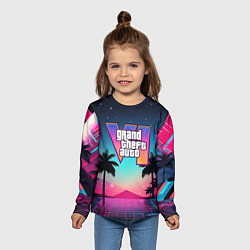 Лонгслив детский GTA 6 summer abstract, цвет: 3D-принт — фото 2