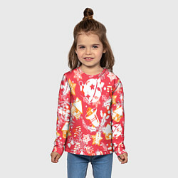 Лонгслив детский Рождественские узоры колокольчики, цвет: 3D-принт — фото 2